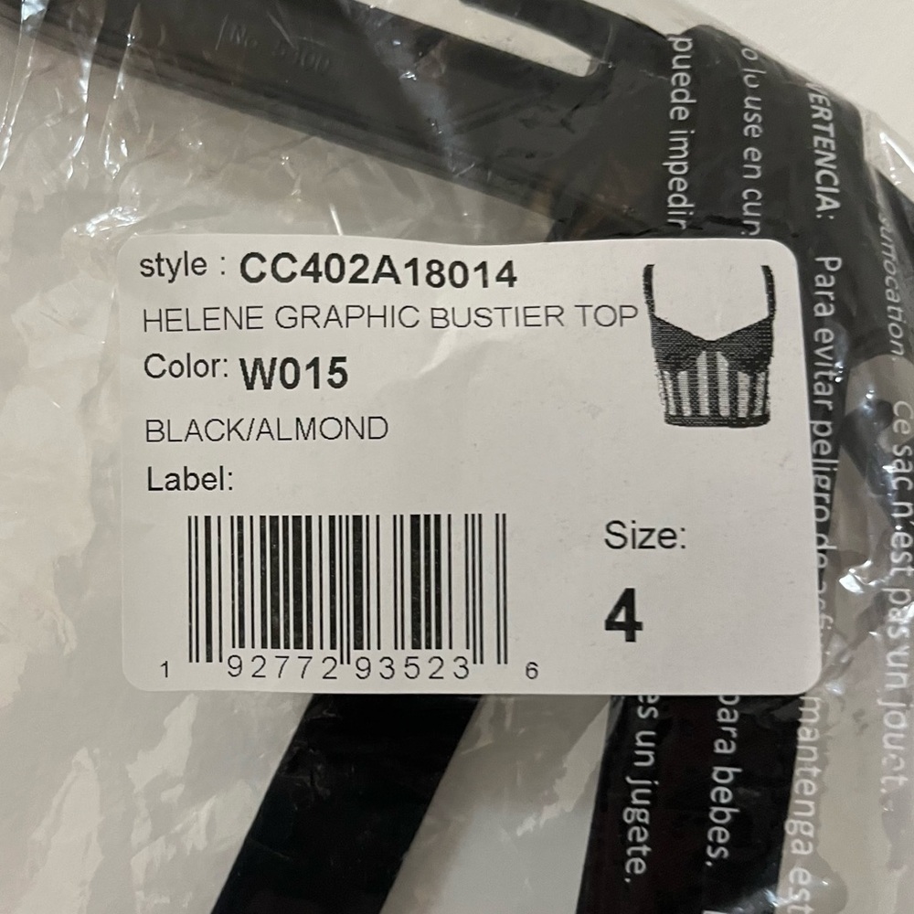 Alice + Olivia Helene Striped Bustier Top in Black/Almond - Picture 8 of 9